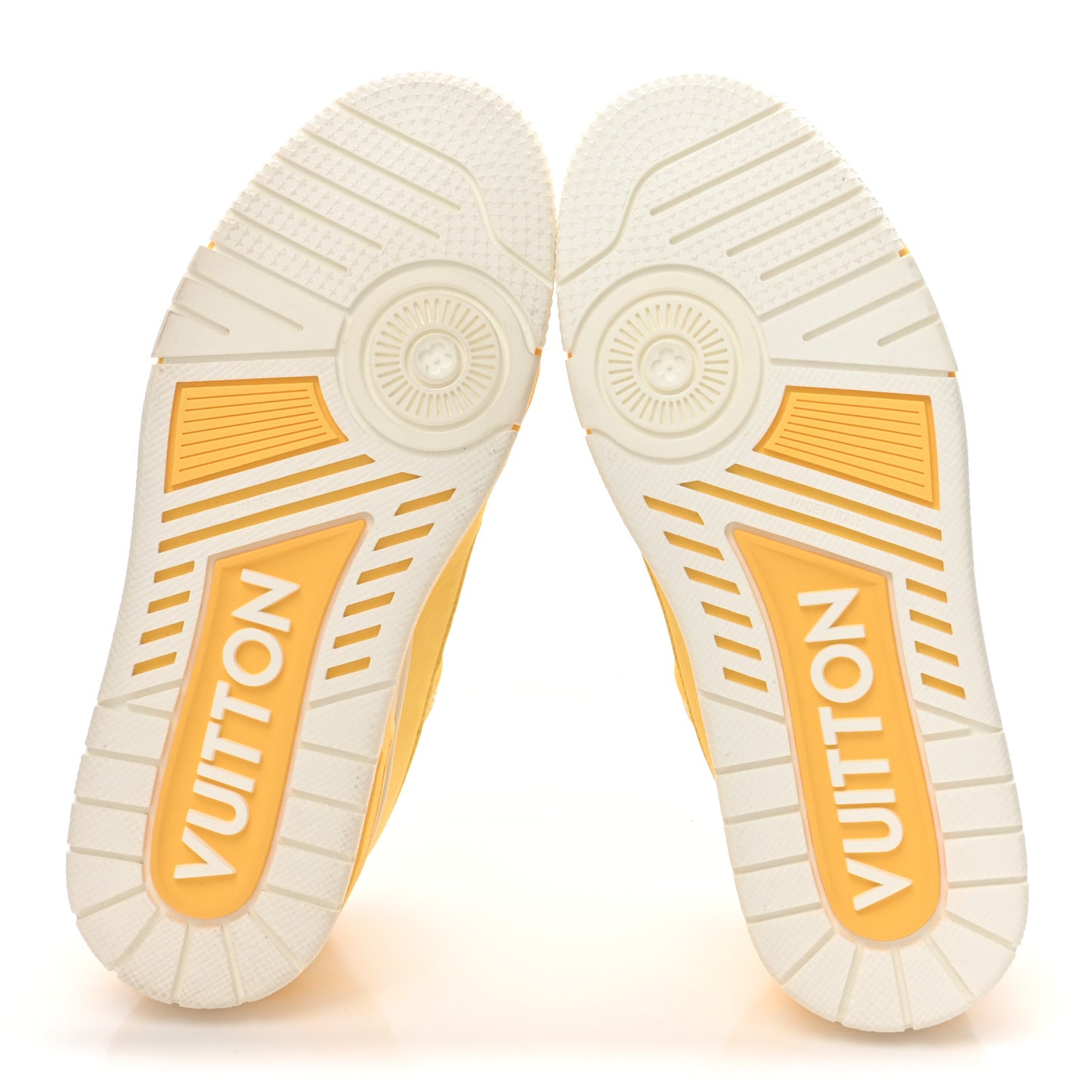 Nubuck Grained Calfskin Womens LV Trainer Sneakers 37 Yellow