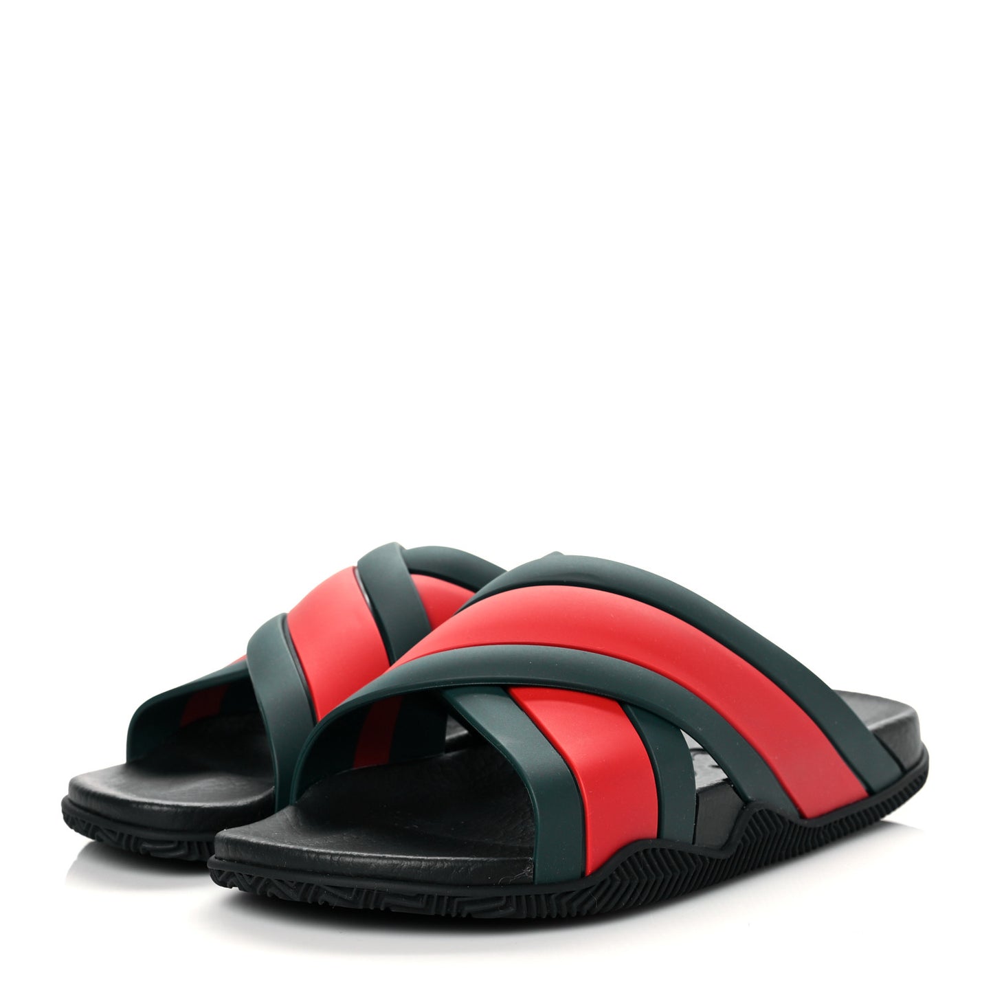 Rubber Web Womens Criss Cross Slide Sandals 38 Green Red
