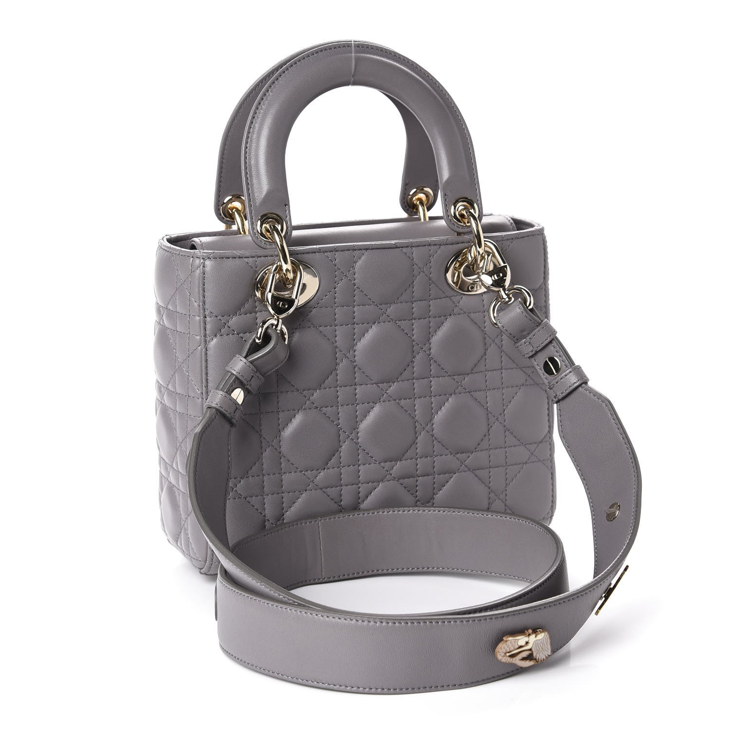 Christian Dior Lambskin Cannage Small Lucky Badges My Lady Dior Grey 3 of 14