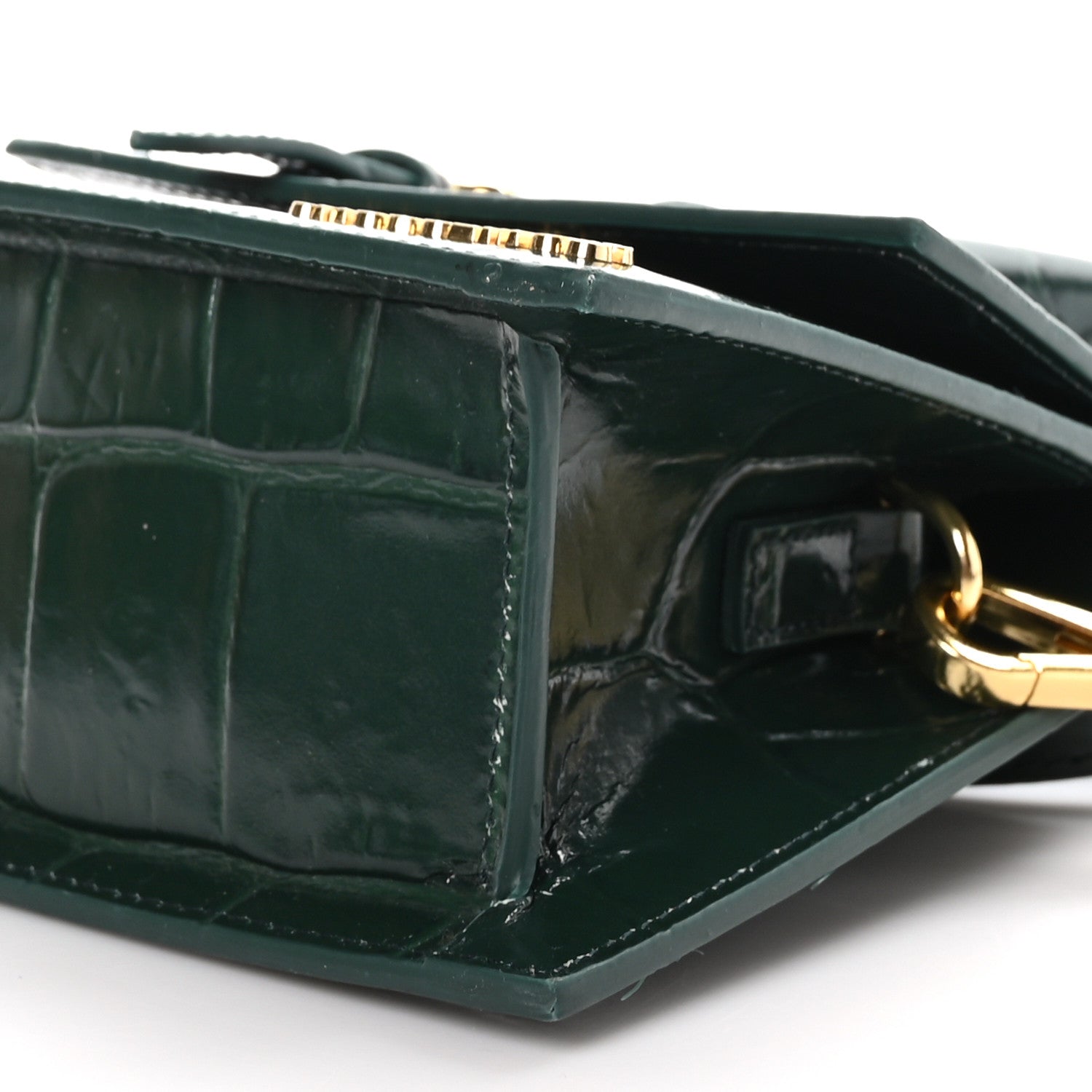 Jacquemus Calfskin Crocodile Embossed Le Chiquito Moyen Dark Green 8 of 9