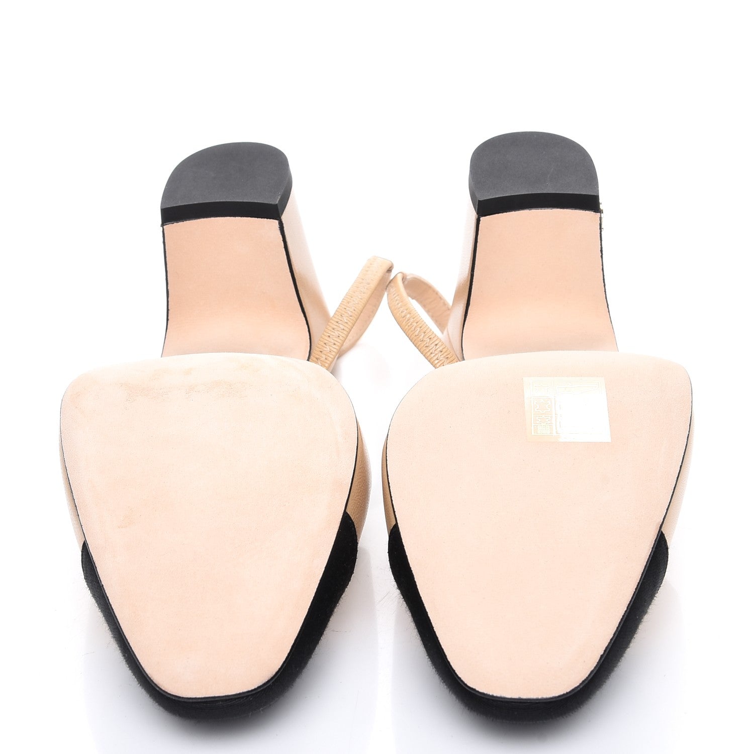 Chanel Goatskin Grosgrain Cap Toe CC Slingback Sandals 39 Beige Black 5 of 8