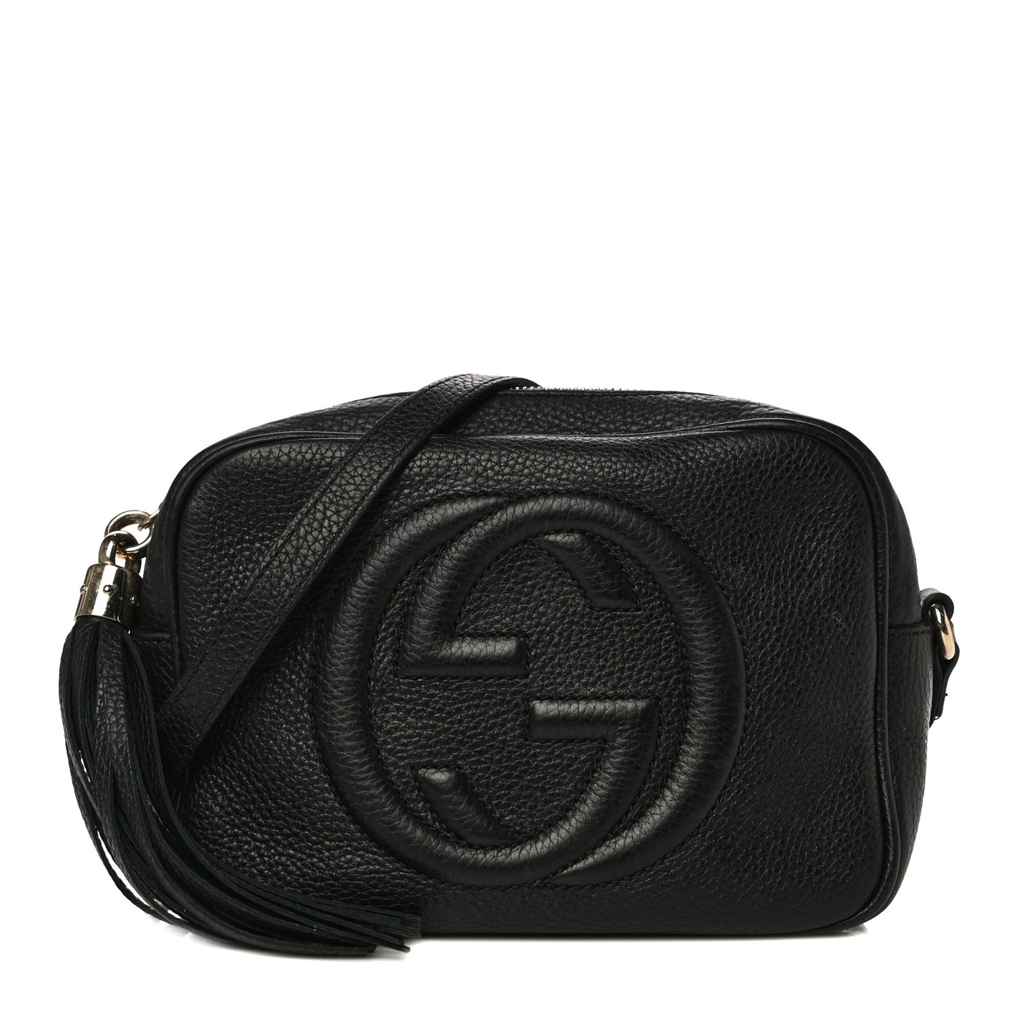 Pebbled Calfskin Small Soho Disco Bag Black