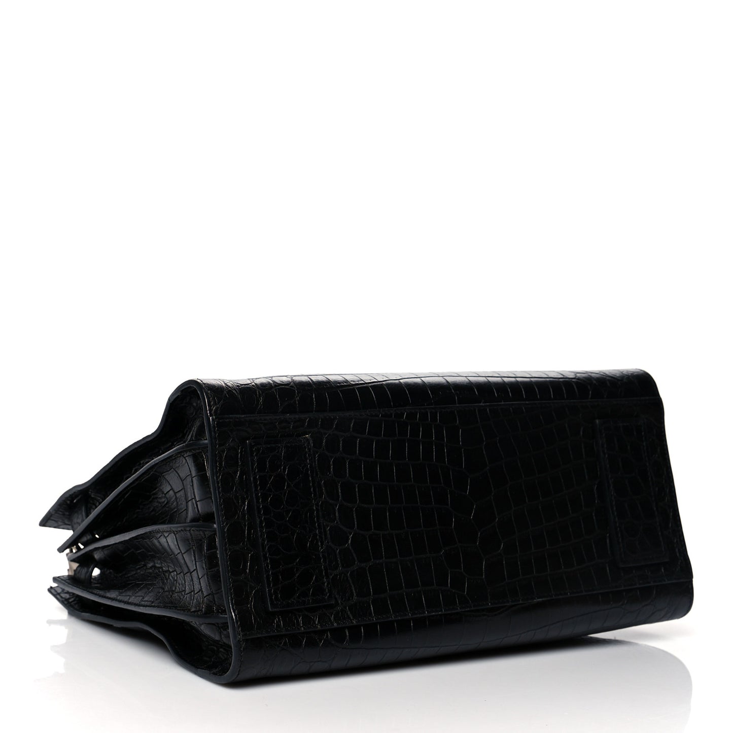 Calfskin Crocodile Embossed Small Supple Sac de Jour Black