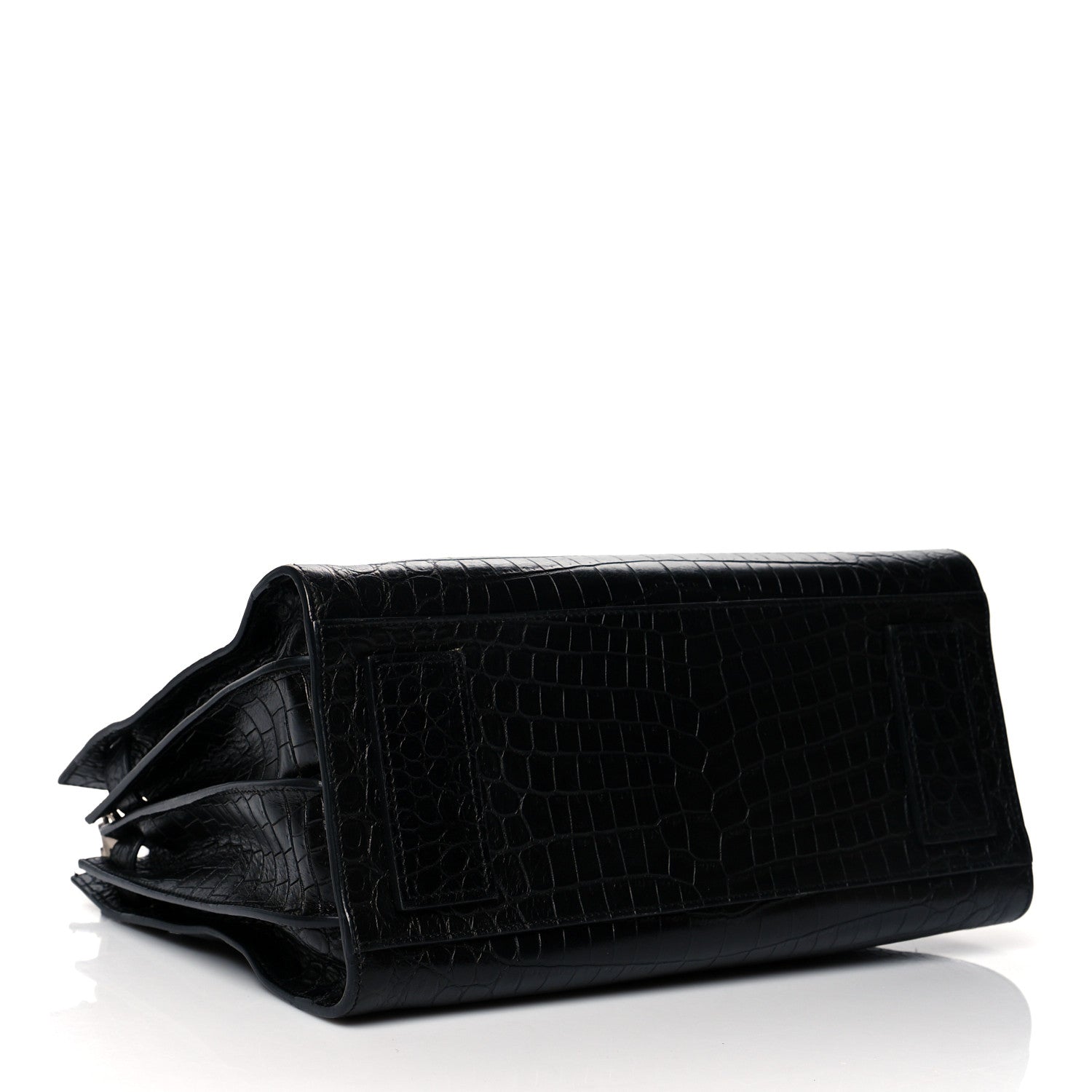 Saint Laurent Calfskin Crocodile Embossed Small Supple Sac de Jour Black 5 of 13