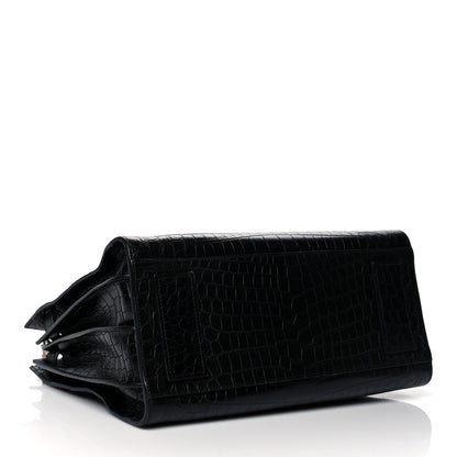 Saint Laurent Calfskin Crocodile Embossed Small Supple Sac de Jour Black 5 of 13