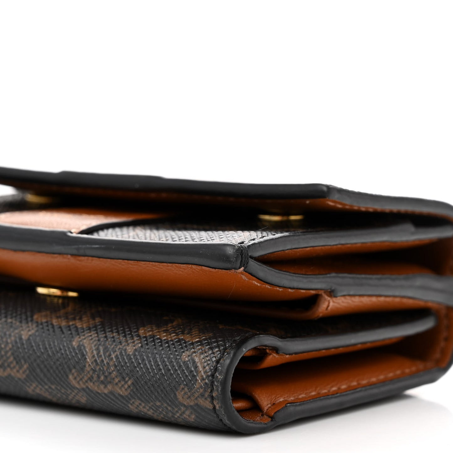 Canvas Triomphe Lambskin Folded Compact Wallet Tan