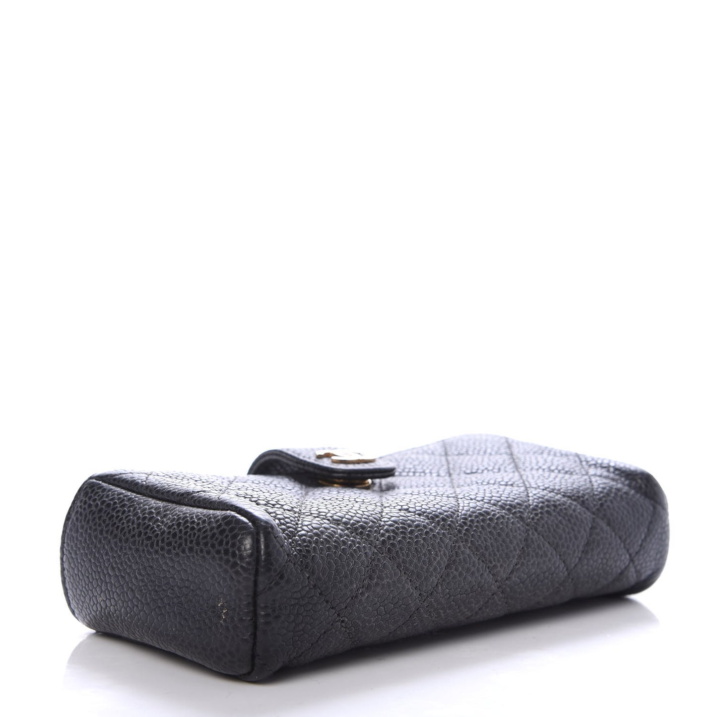 Caviar Quilted Mini Phone Holder Clutch Black