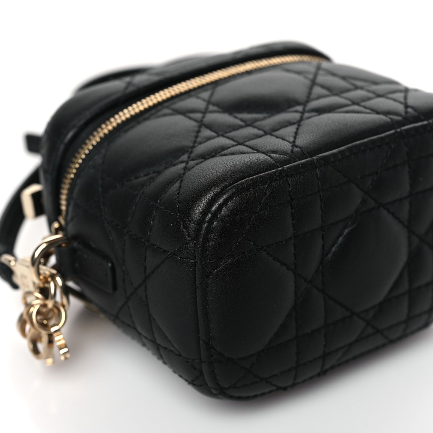 Lambskin Cannage Micro Lady Dior Vanity Case Black