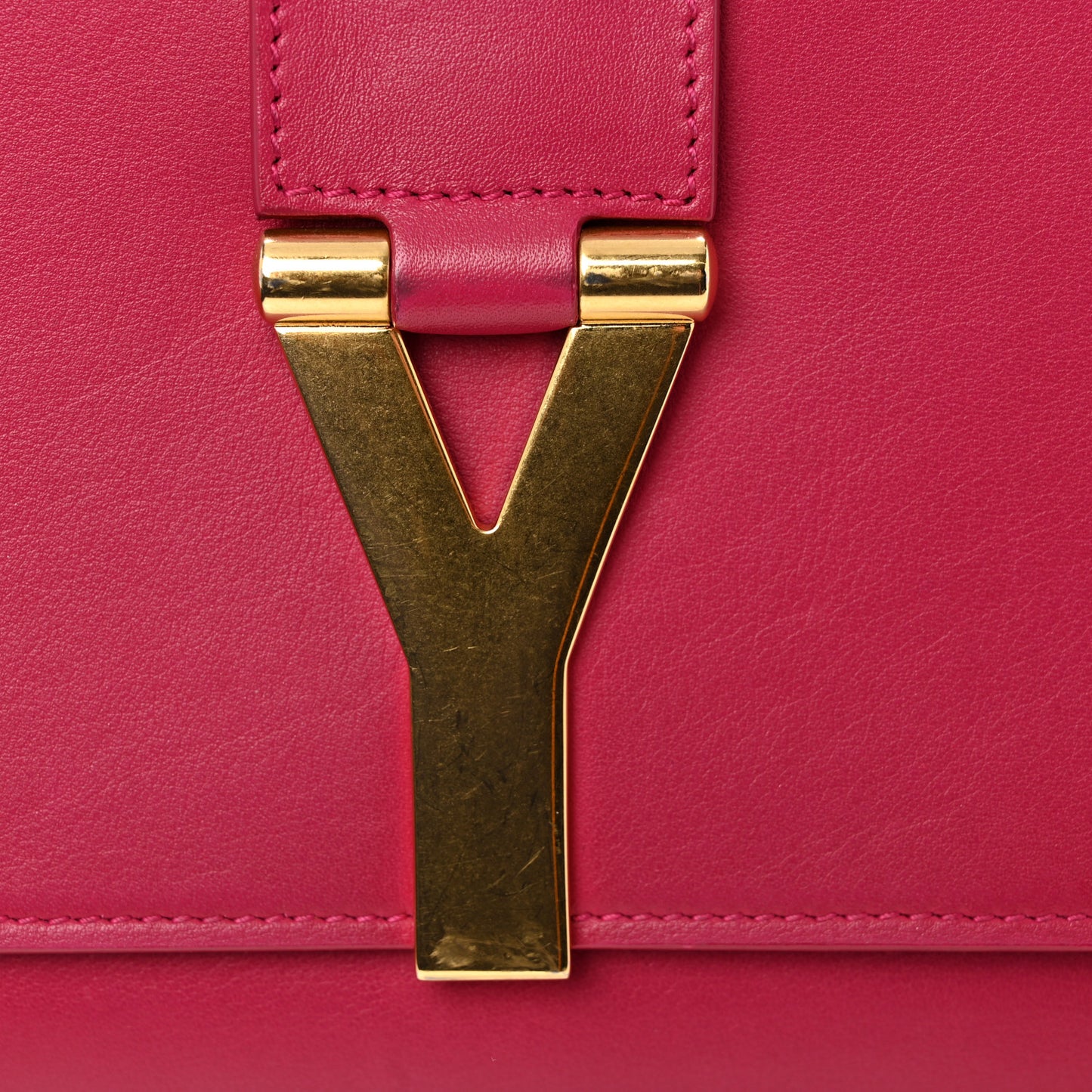 Calfskin Classic Y Ligne Clutch Fuchsia