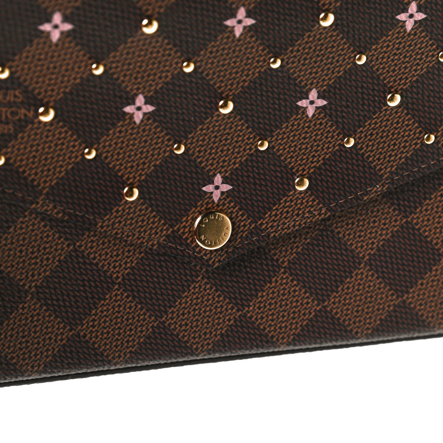 Louis Vuitton Damier Ebene Studded Pochette Felicie Chain Wallet 11 of 12