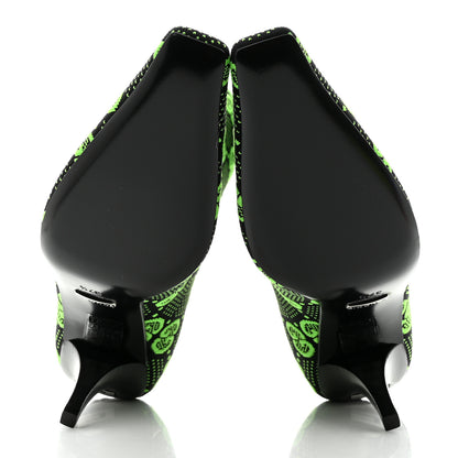 Gucci Technical Jersey Knit GG Monogram Square G 75mm Ankle Boots 37.5 Black Neon Green 5 of 8
