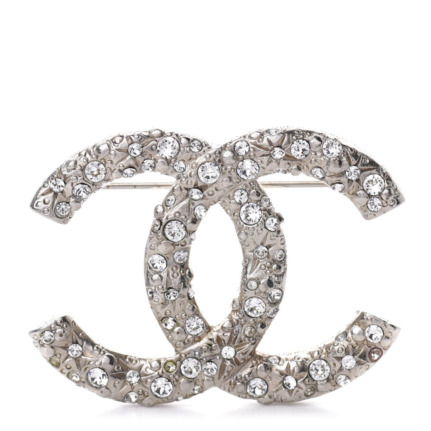 Swarovski Crystal Large CC Brooch Silver