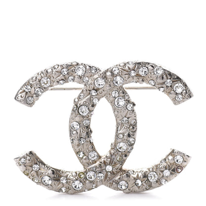 Chanel Swarovski Crystal Large CC Brooch Silver 1 of 5