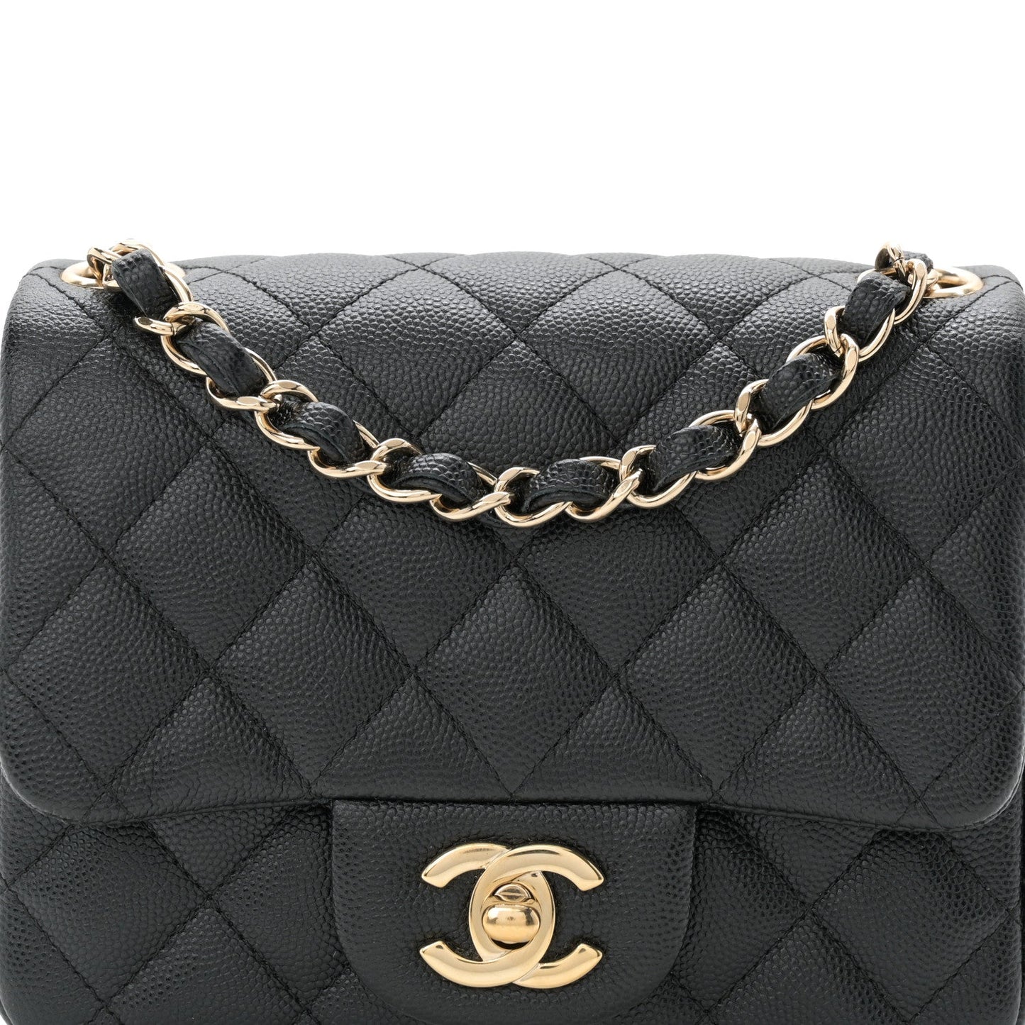 Caviar Quilted Mini Square Flap Black