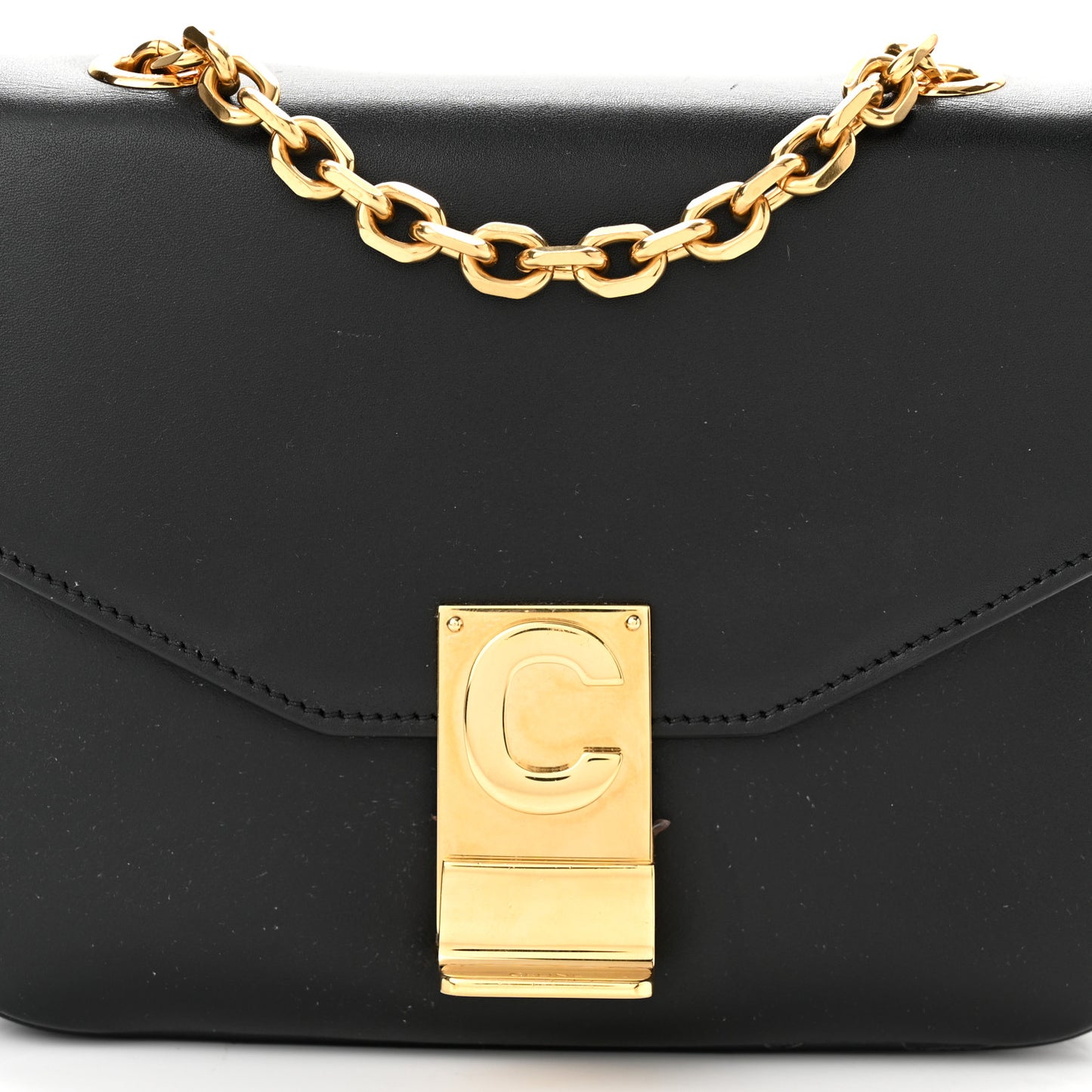 Shiny Calfskin Small C Bag Black
