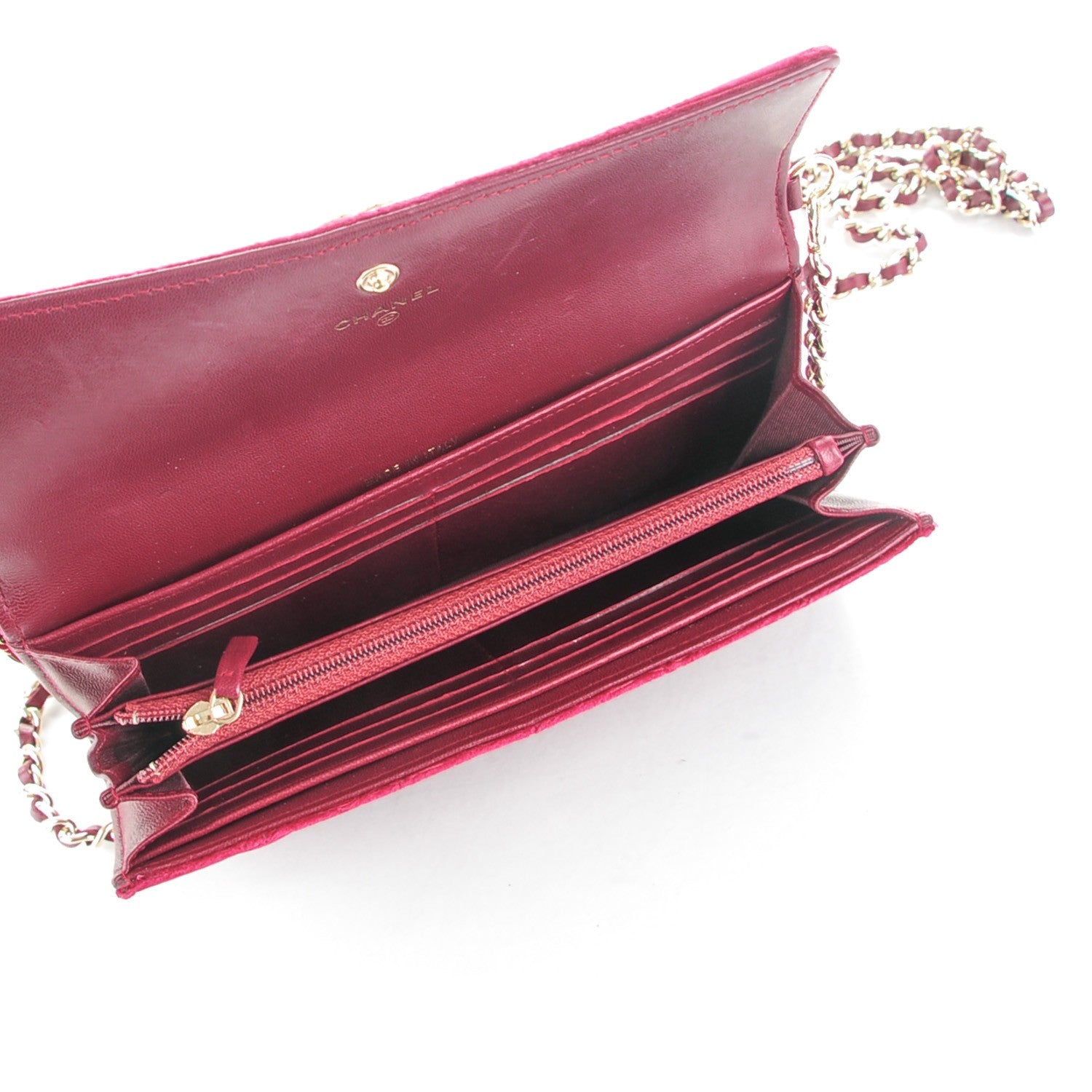 Chanel Velvet Boy Wallet On Removable Chain Burgundy 5 of 8