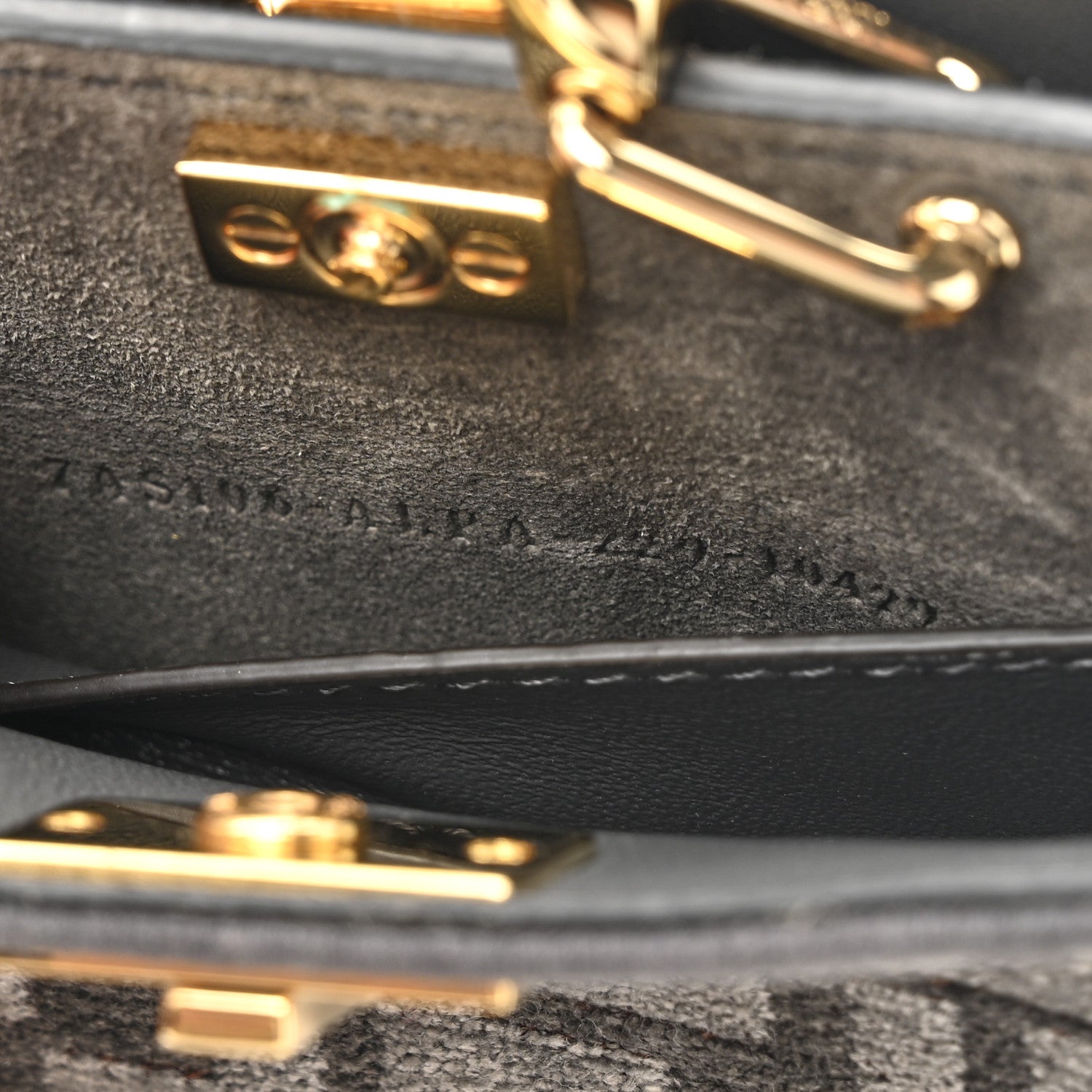 Fendi Fabric Calfskin Nano Peekaboo Maxi Handle Satchel Anthracite Asfalto 15 of 21