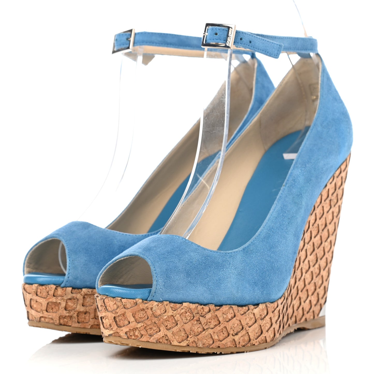 Suede Cork Pacific 120 Wedge Sandals 40 Blue