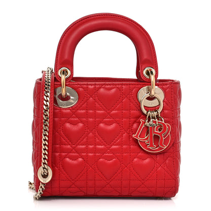 Christian Dior Calfskin Cannage Dioramour Mini Lady Dior Bag Bright Red 1 of 12