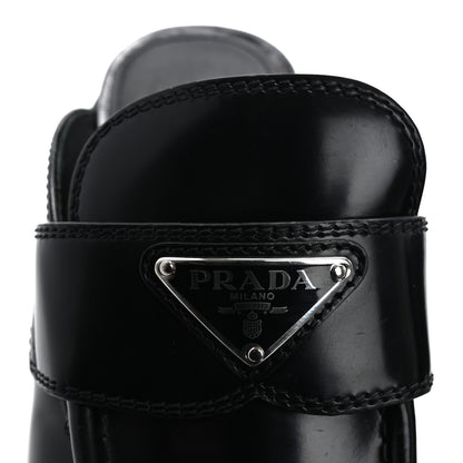 Prada Spazzolato Metal Triangle Logo Platform Loafer Mules 37 Black 17 of 17