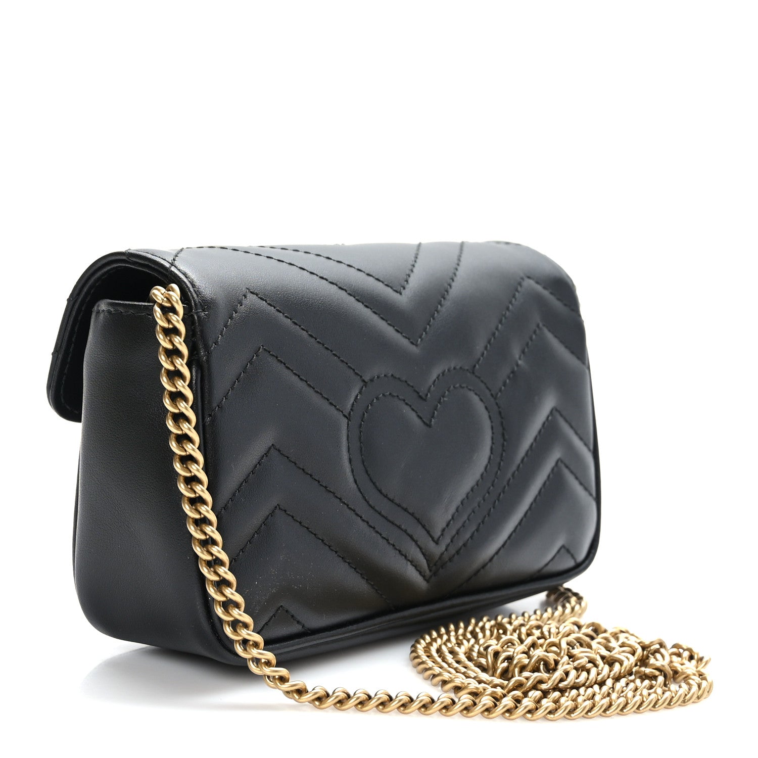 Gucci Calfskin Matelasse Super Mini GG Marmont Shoulder Bag Black 3 of 10