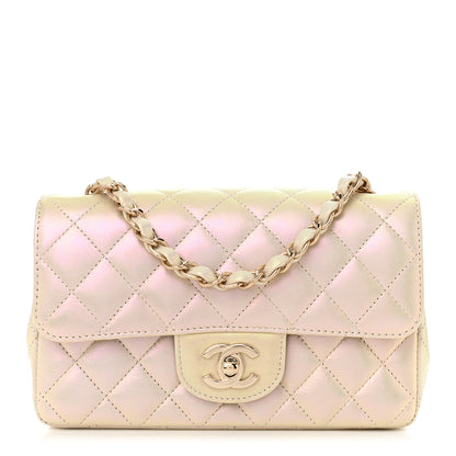 Chanel Iridescent Lambskin Quilted Mini Rectangular Flap Ivory 1 of 11