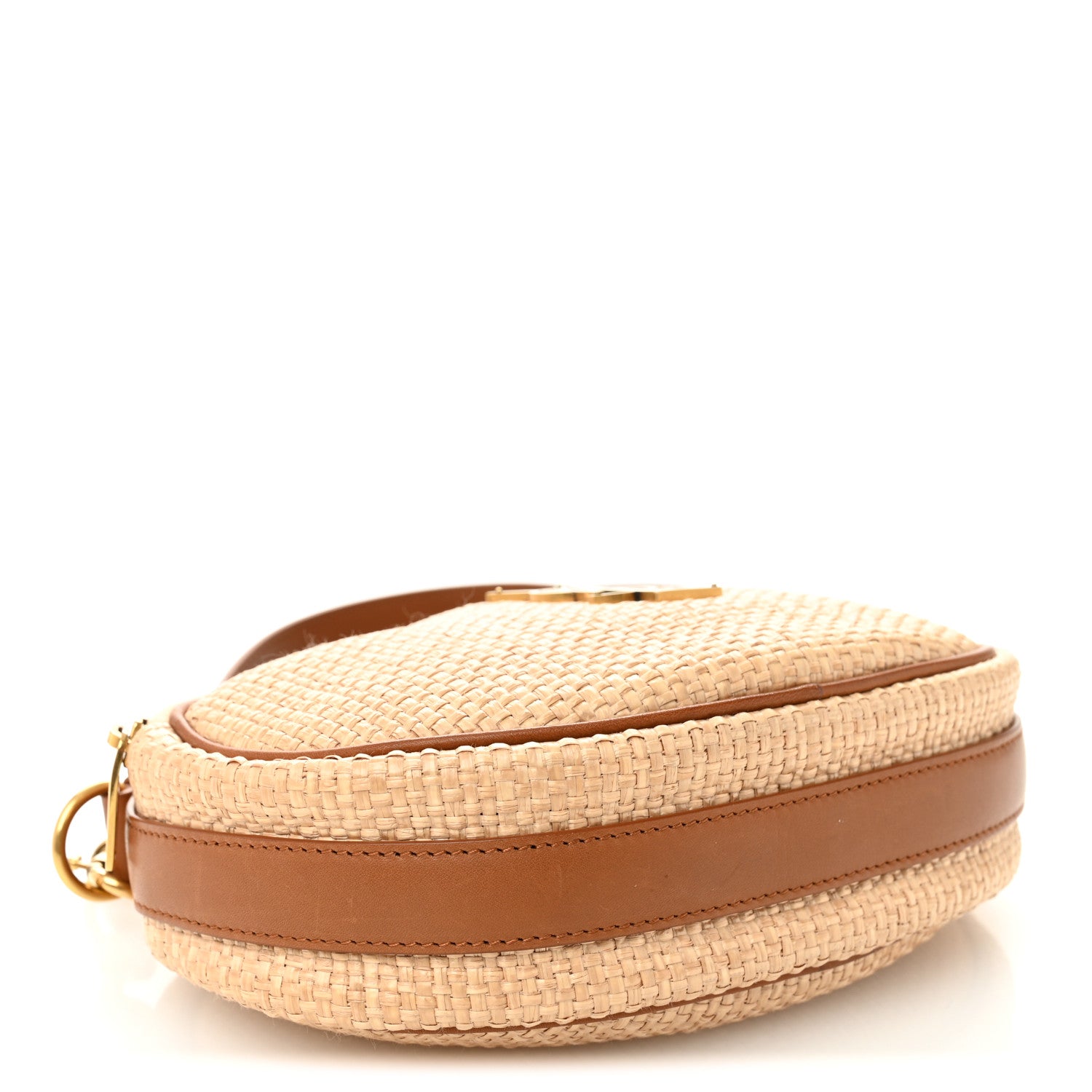 Saint Laurent Raffia Calfskin Round Camera Bag Golden Ecru Brick 4 of 9