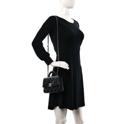 Chanel Shiny Lambskin Quilted Mini Coco Trip Flap Bag Black 2 of 12