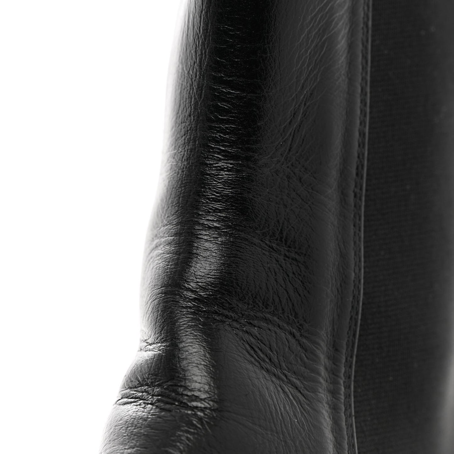 Crumpled Calfskin Patent Cap Toe Short Boots 41 Black