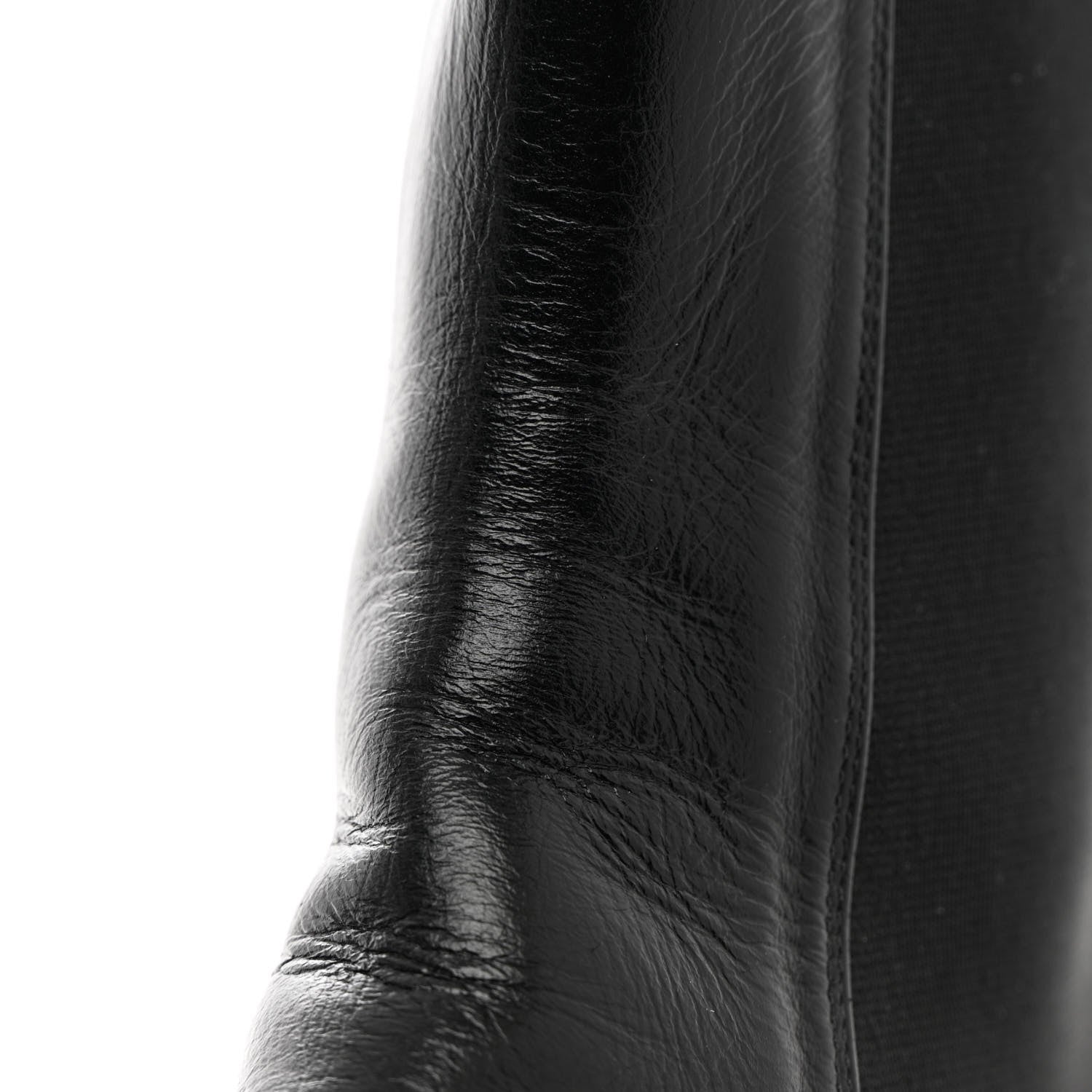 Chanel Crumpled Calfskin Patent Cap Toe Short Boots 41 Black 11 of 17
