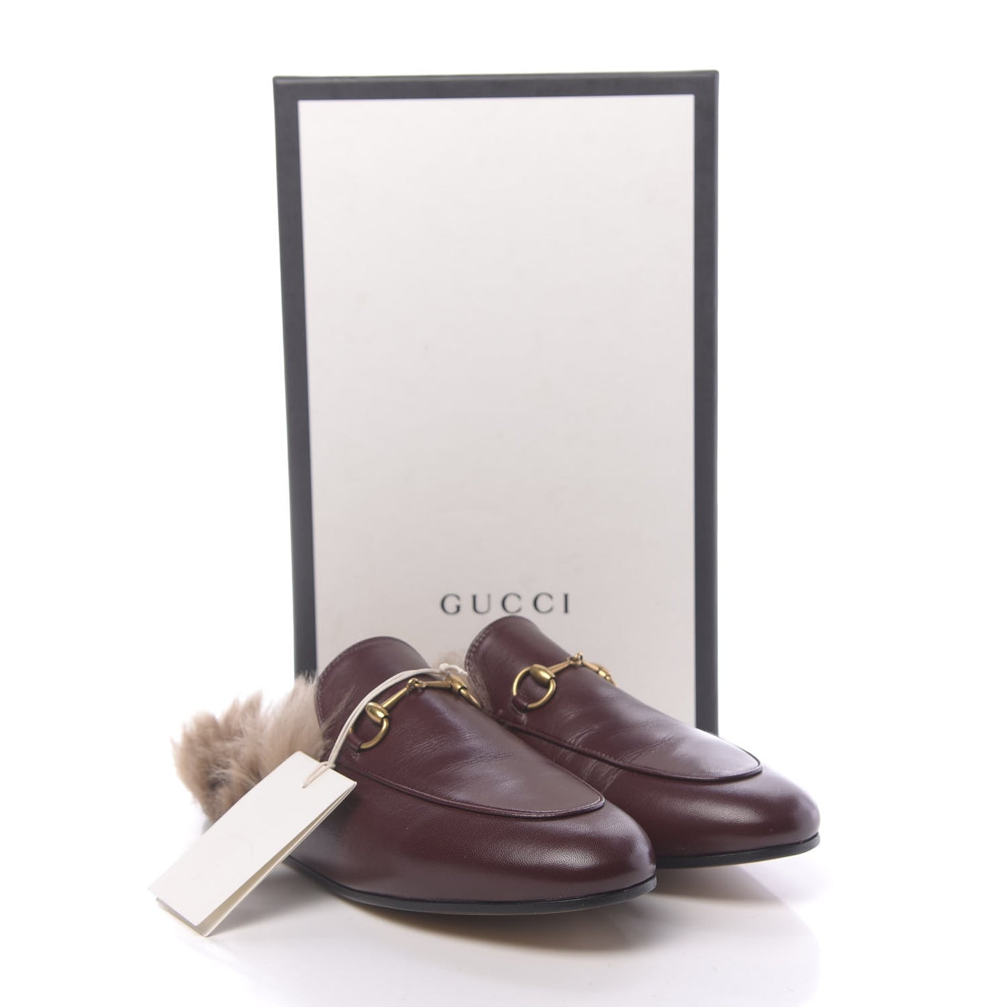 Malaga Kid Fur Womens Princetown Slippers 40 Vintage Bordeaux
