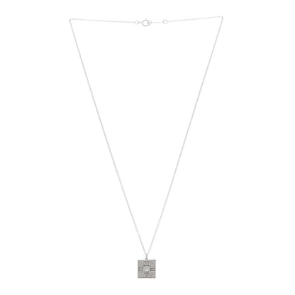 Tiffany 18K White Gold Diamond Atlas Square Pendant Necklace 3 of 5