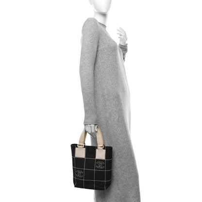 Chanel Canvas Square Stitched CC Small Tote Bag Black 2 of 19