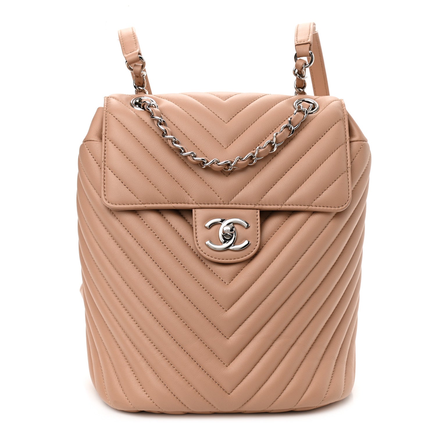 Chanel Calfskin Chevron Quilted Small Urban Spirit Backpack Beige 1 of 8
