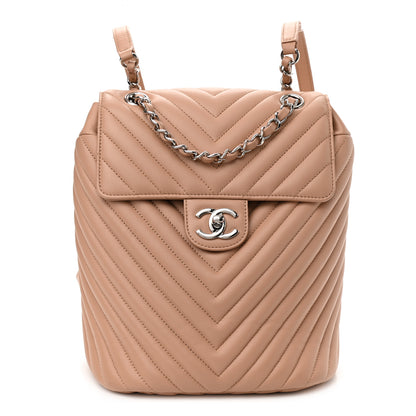 Chanel Calfskin Chevron Quilted Small Urban Spirit Backpack Beige 1 of 8