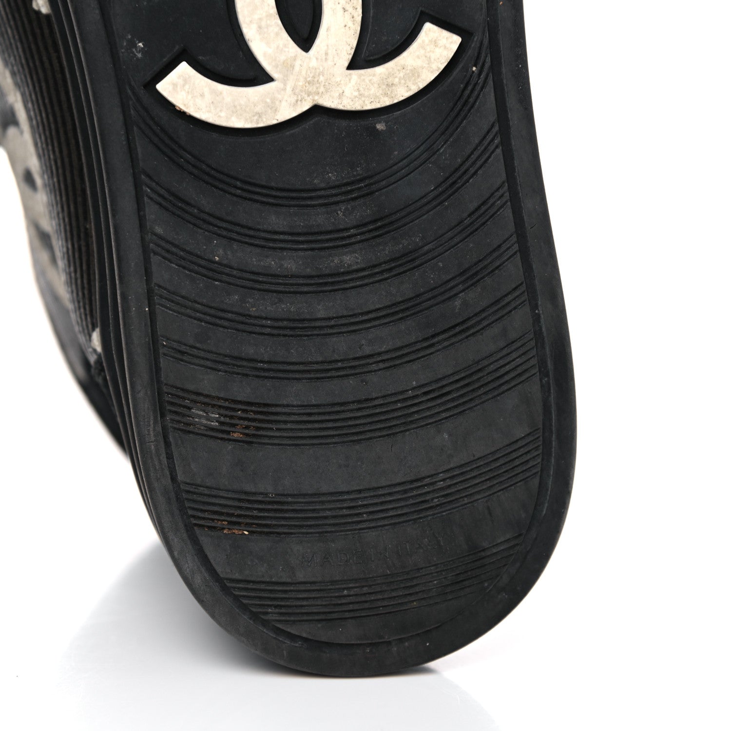 Chanel Canvas Suede CC Star Zipped High Top Sneakers 37.5 Black 9 of 16