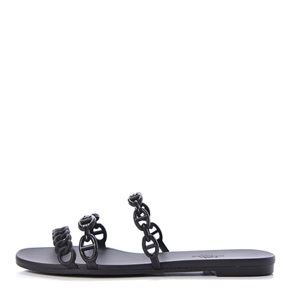 Hermes Rubber Chaine d'Ancre Rivage Sandals 36 Black 1 of 8