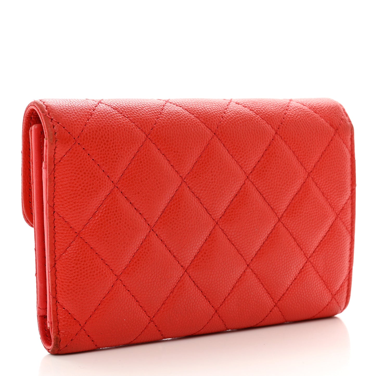 Caviar Quilted Medium Flap Wallet Red