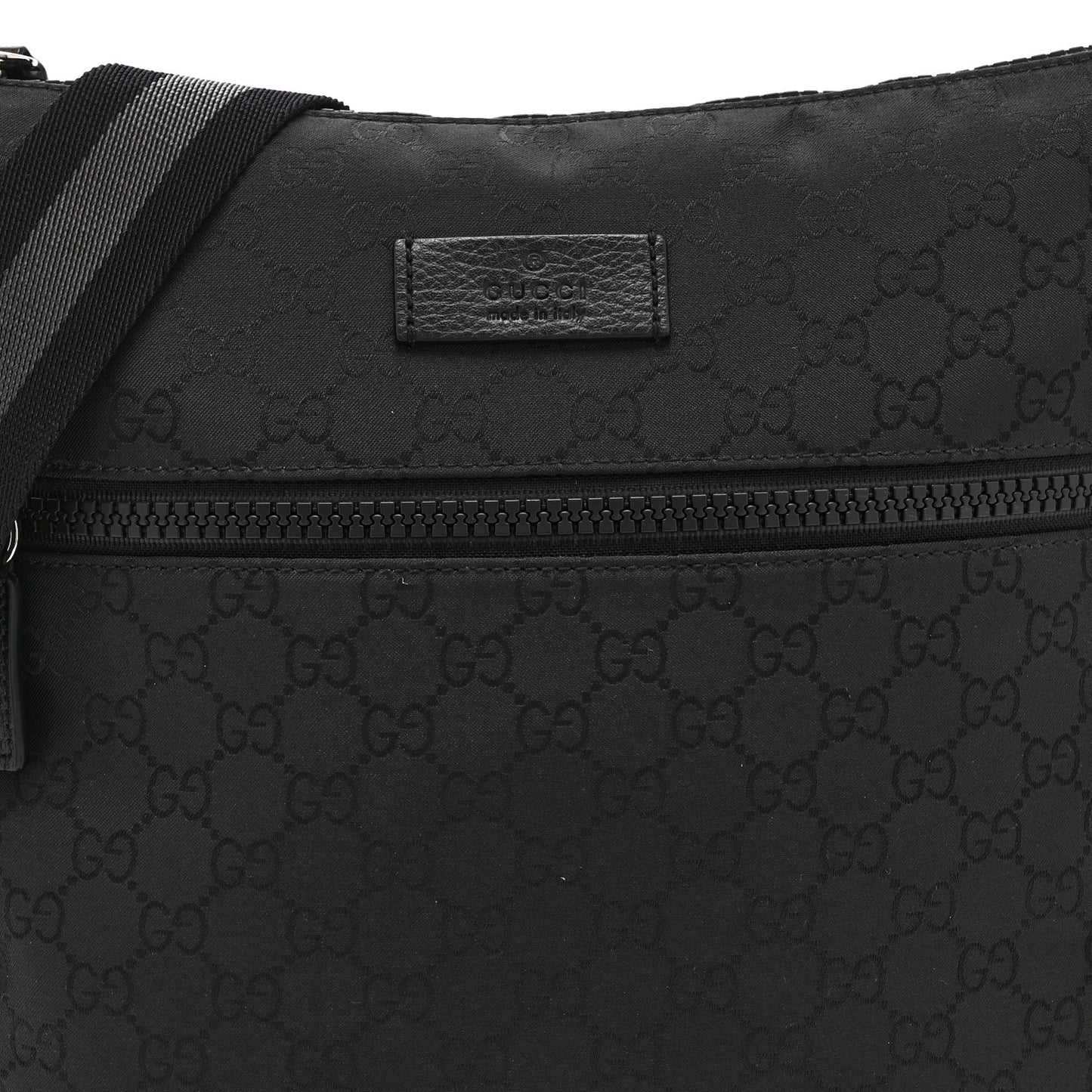 Nylon Monogram Medium Flat Messenger Bag Black