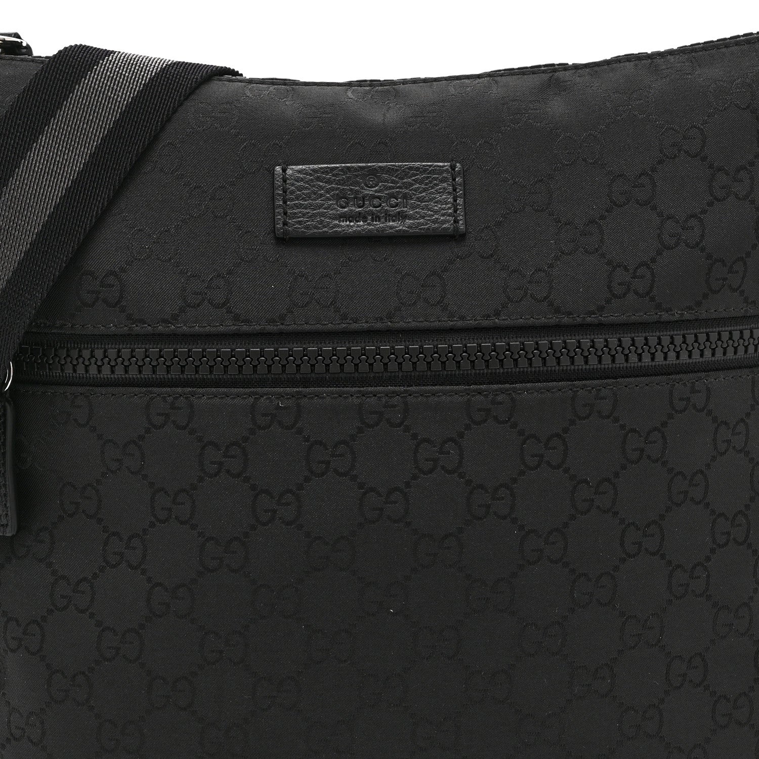 Gucci Nylon Monogram Medium Flat Messenger Bag Black 9 of 11