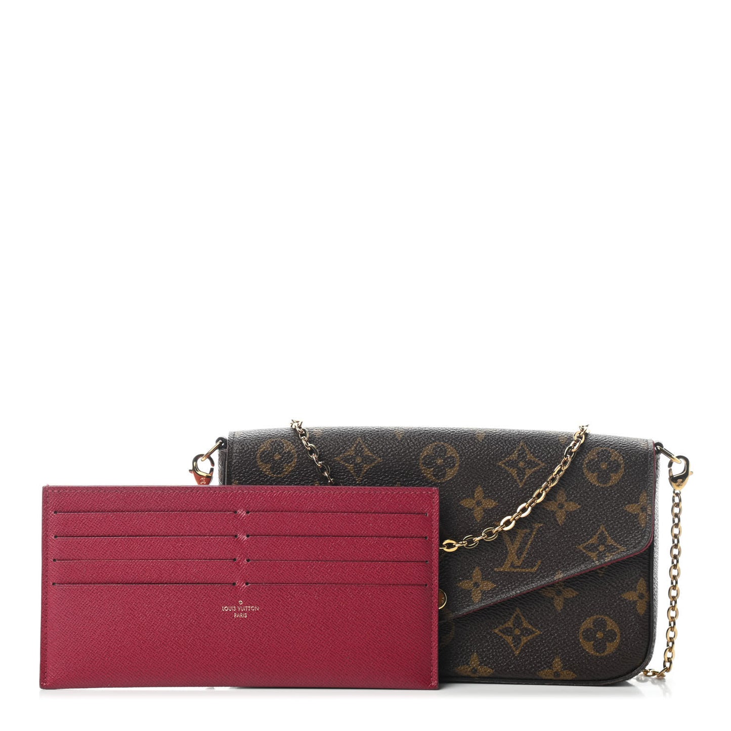Monogram Pochette Felicie Chain Wallet Fuchsia