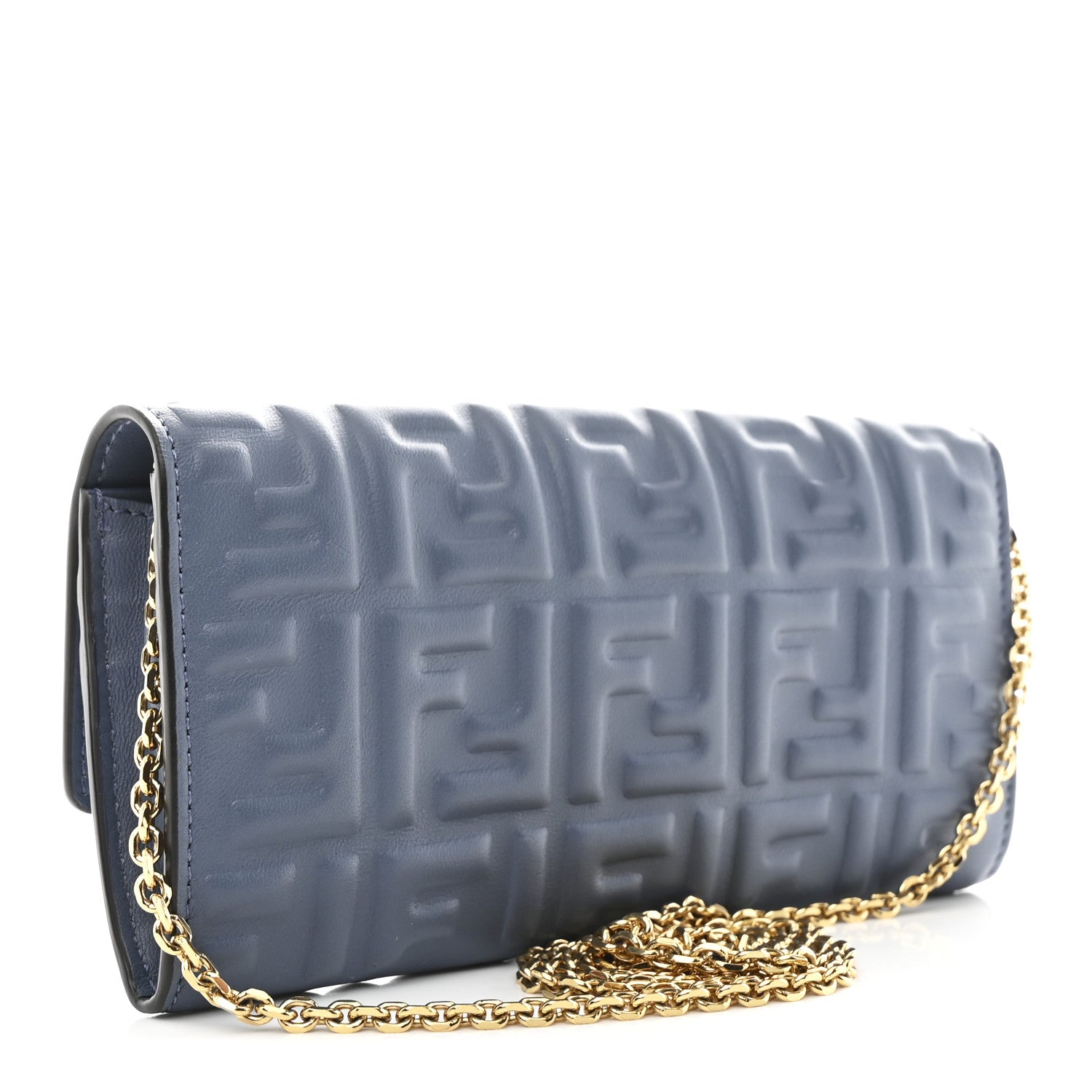 Fendi Nappa Matisse FF Embossed Continental Wallet On Chain Mirto 3 of 11