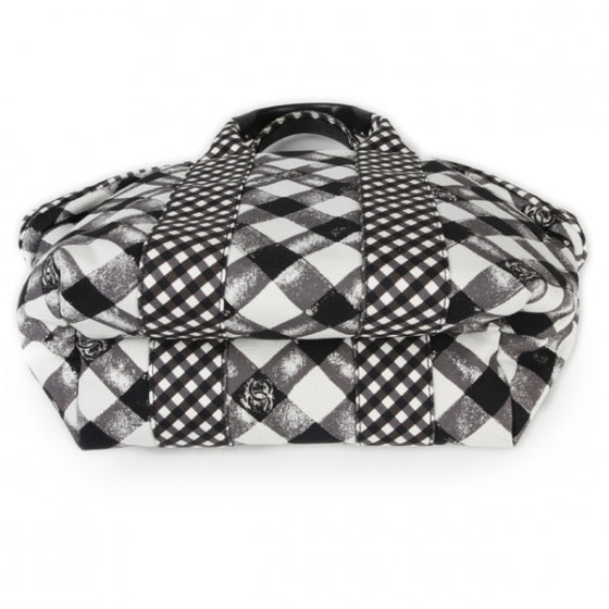 Toile Gingham Print Basket Tote 11C