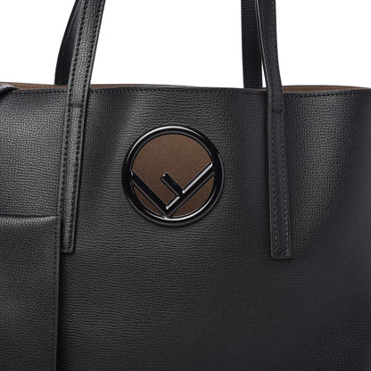 Fendi Vitello Vienna Enamel F is Fendi Shopping Tote Black Taupe 10 of 10