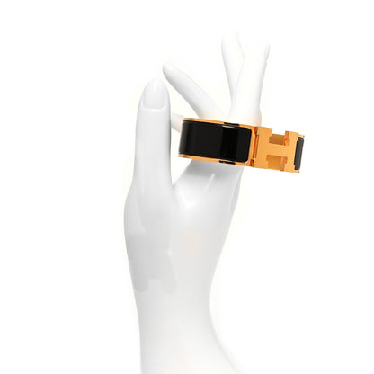 Hermes Enamel Wide Clic Clac H Bracelet GM Black 2 of 5