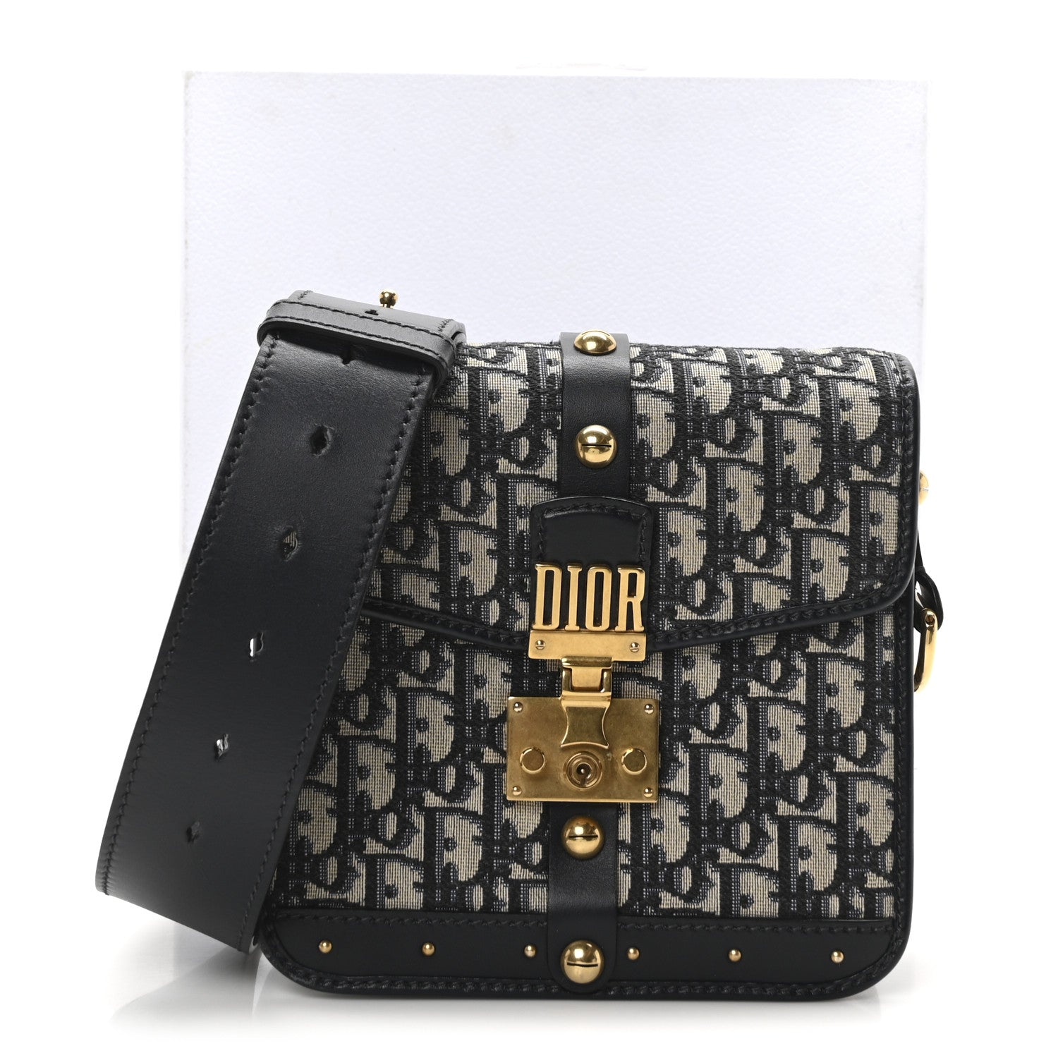 Christian Dior Oblique Square DiorAddict Flap Navy Blue 1721498