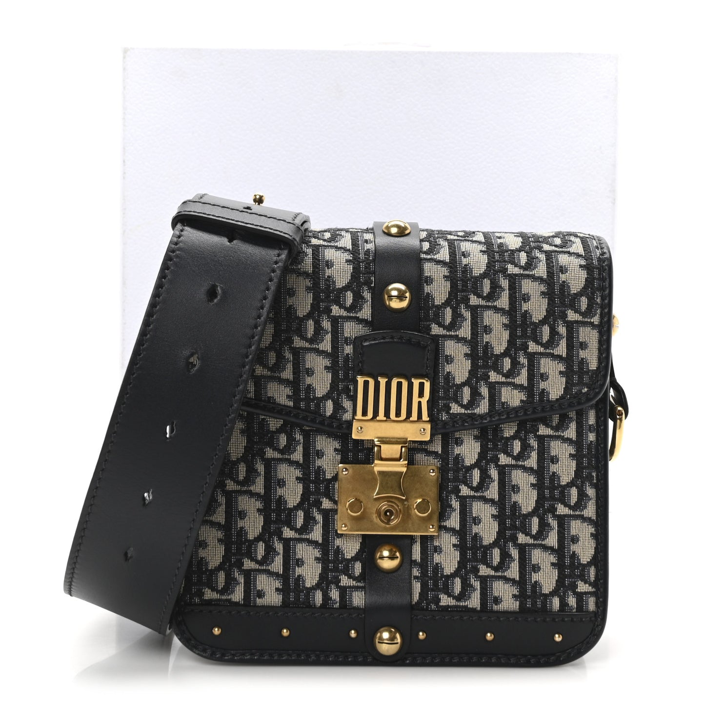 Oblique Square DiorAddict Flap Navy Blue