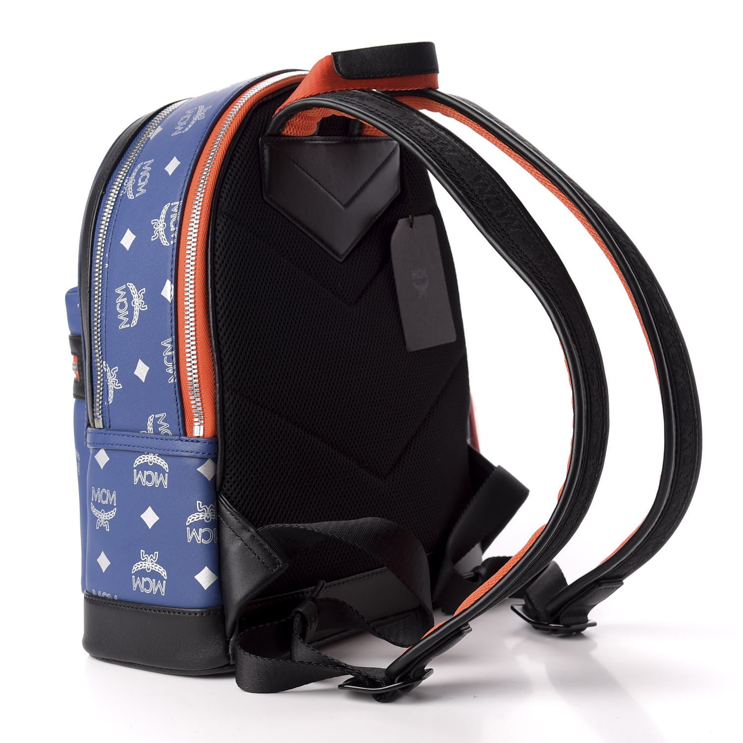 MCM Visetos Reflective Nylon Small Resnick Backpack Blue 2 of 7