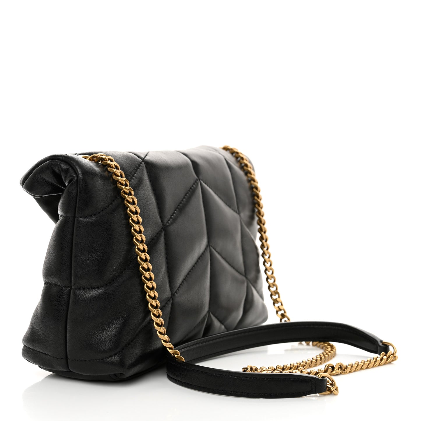 Lambskin Quilted Toy Loulou Puffer Monogram Chain Satchel Black
