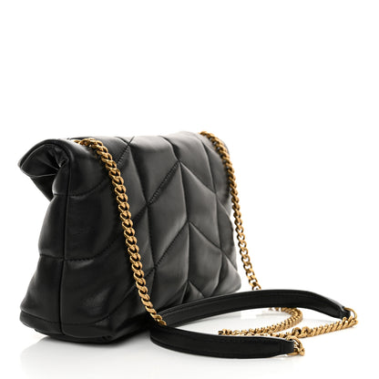 Saint Laurent Lambskin Quilted Toy Loulou Puffer Monogram Chain Satchel Black 3 of 11